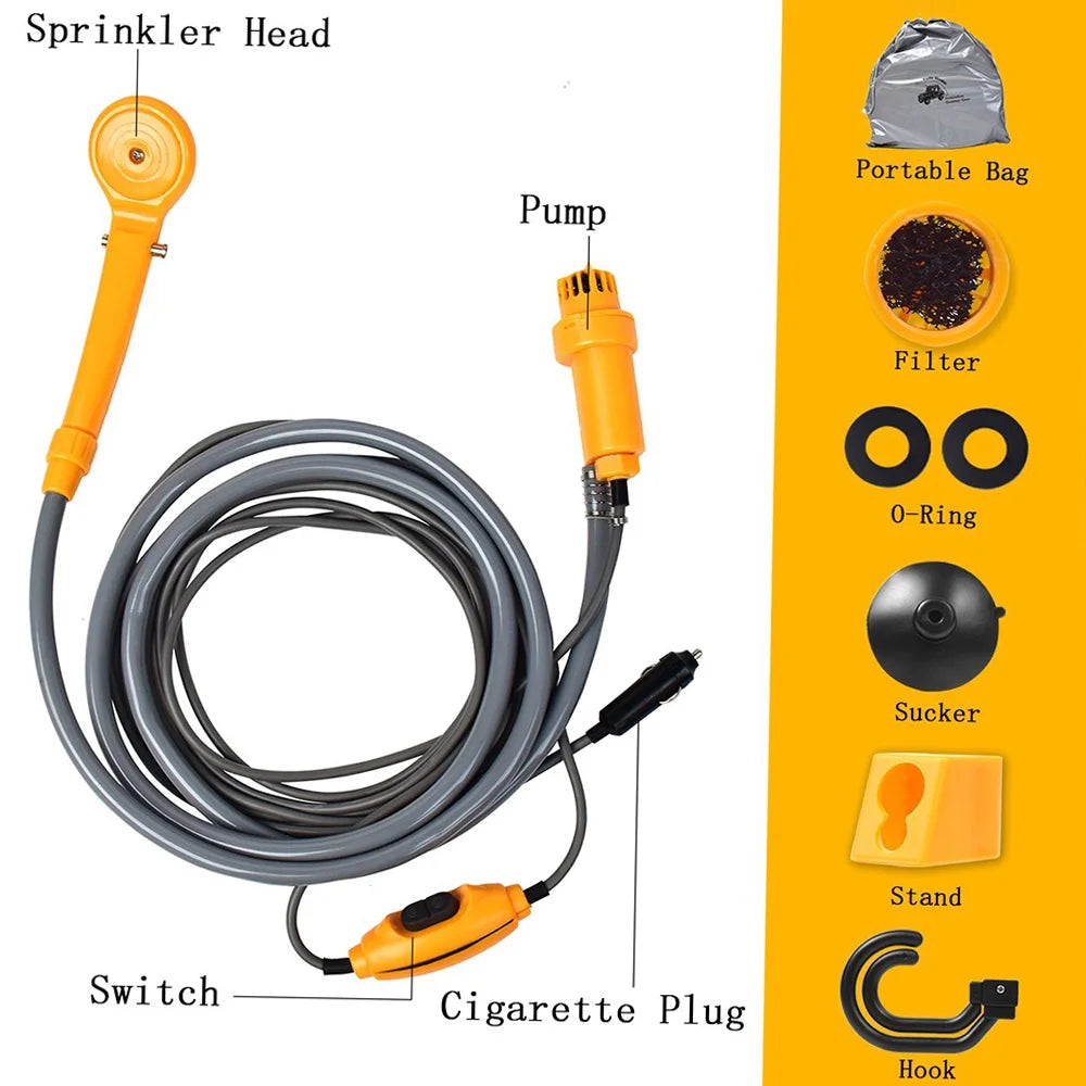 Portable Shower Kit with Pump, 6 Meter Cable, Max 2.5L Per Minute Q82442