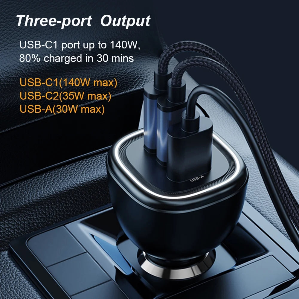 165W USB C Car Charger Adapter PD3.1 140W PD3.0 100W PPS45W QC5 M99764