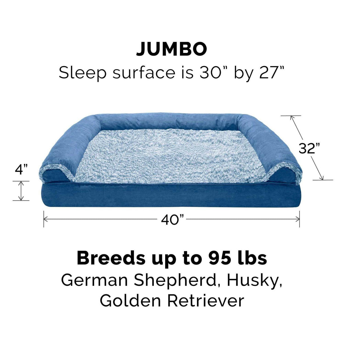 Two-Tone Faux Fur Suede Orthopedic Sofa Dog Bed V272326