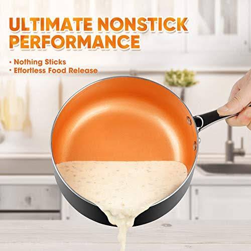 Nonstick Copper Saucepan Set with Lid, 1qt & 2qt Y963
