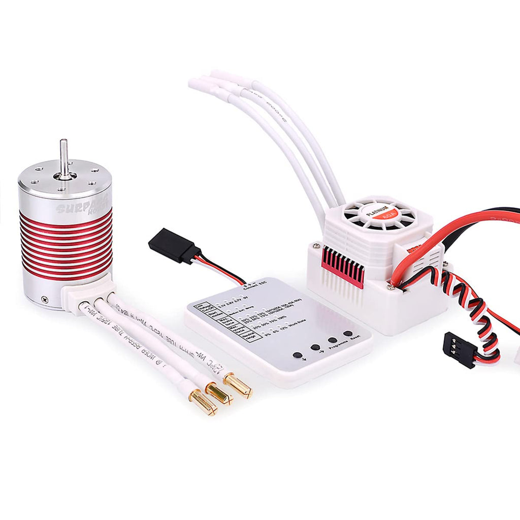 3650 3900kv Brushless Motor ESC with 60A ESC & Programming Card Combo for 1/10 RC Car Truck Pack of 2 B132693