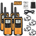 Orange 4 Pack Rechargeable NOAA Walkie Talkies with Earpiece and Mic Y30705