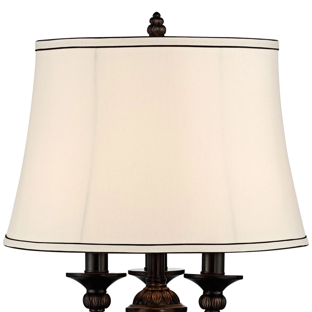 Traditional Table Lamp with White USB Dimmer Cord 37" Tall Bronze Golden Marbleized White Shade K6915