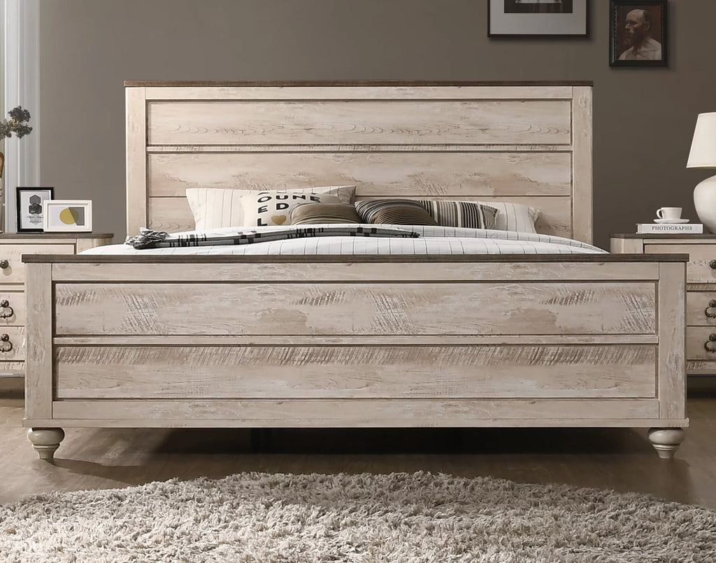 White Wash 4-Piece King Size Bedroom Set F8458
