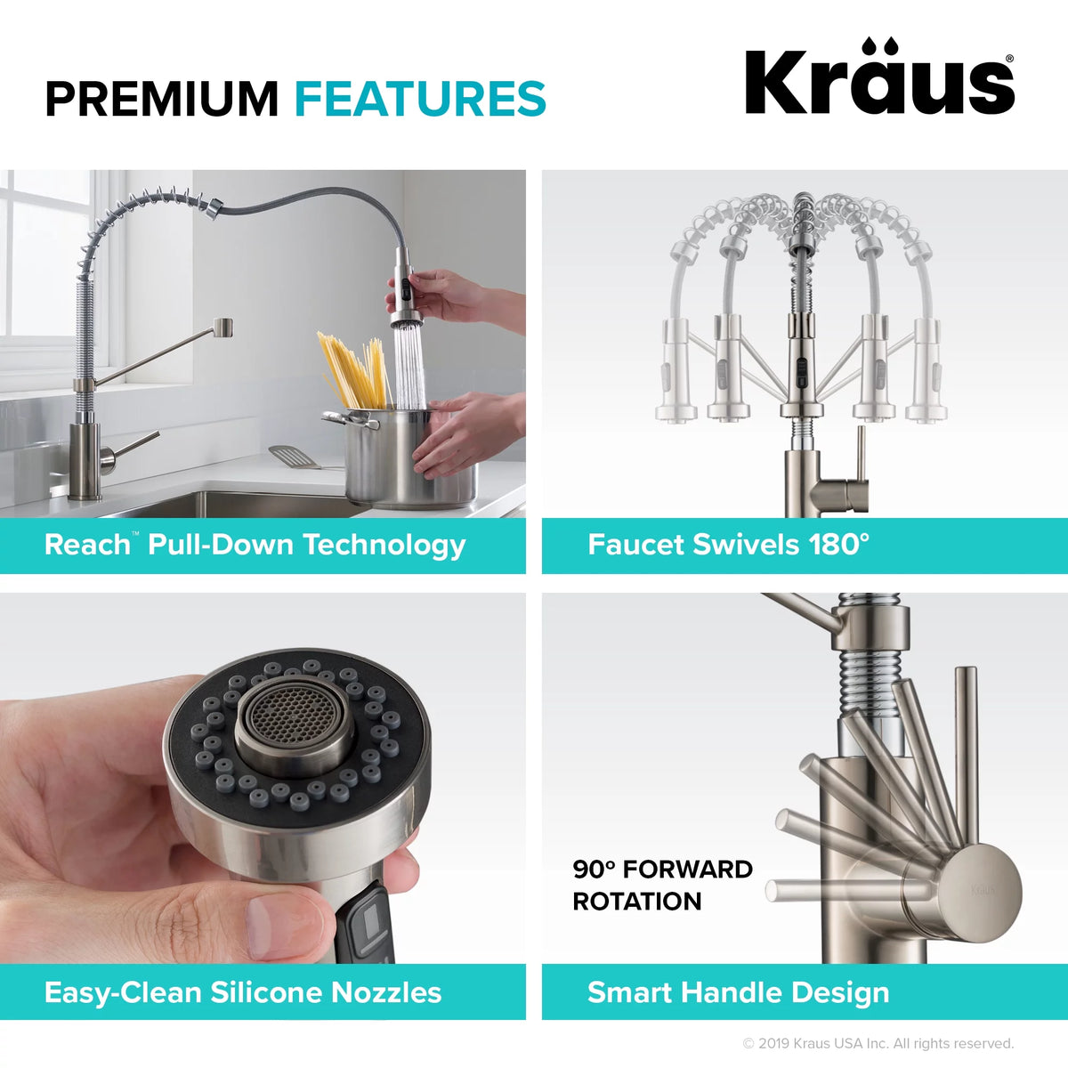 Single Handle Pull-Down Kitchen Faucet Stainless Steel Chrome H417957