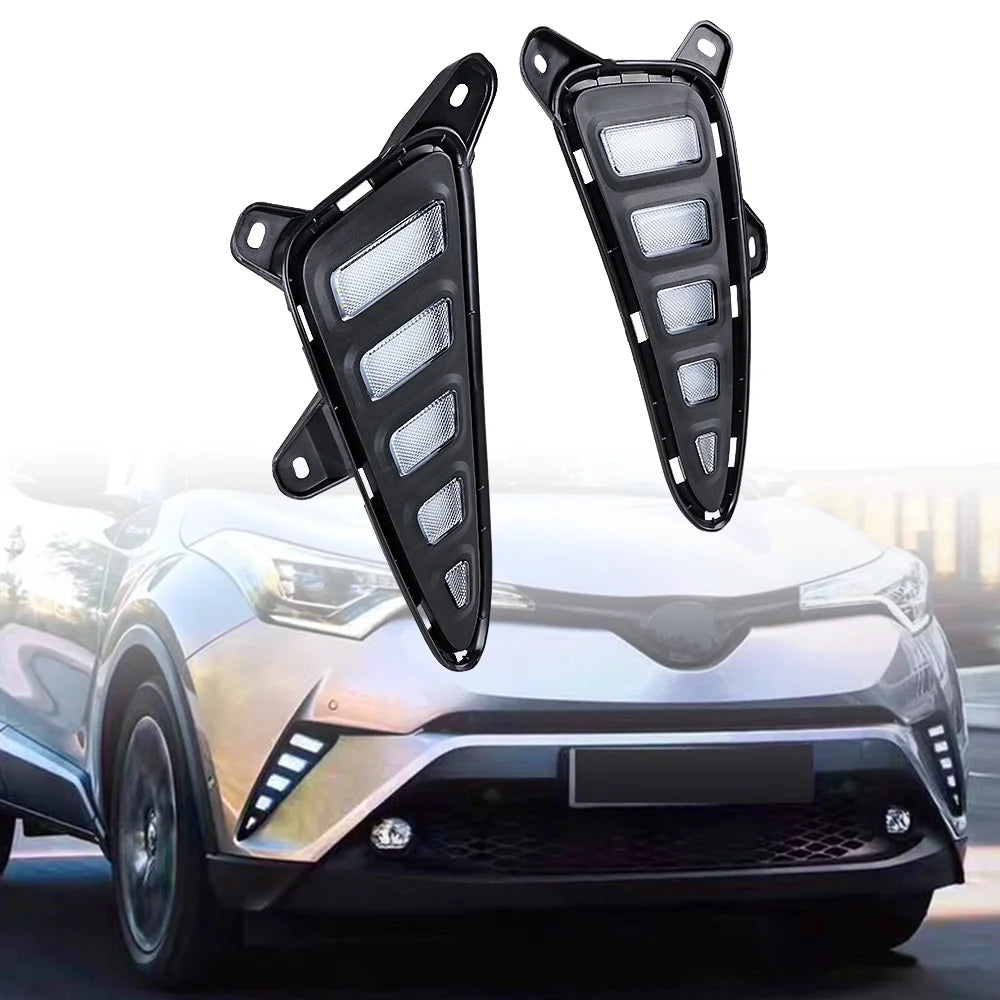 Front LED DRL Daytime Running Light Turn Signal Fog Lamps Bezel Set for Toyota C-HR 2016-2019 T657967