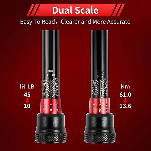 3/8-Inch Torque Wrench, Dual-direction 10-45ft.lb/13.6-61Nm, 72-Tooth Dual Range Scales with Quick Release Reversible Head Y732928