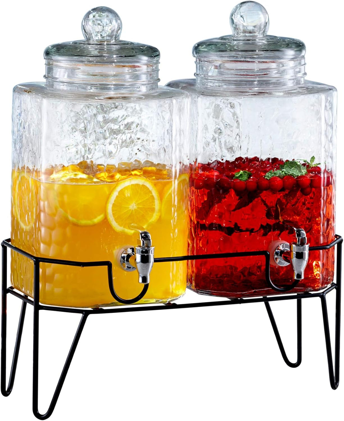 Hamburg Dispensers with Stand, Glass, Set of 2, 1.5 Gallons Each S65977
