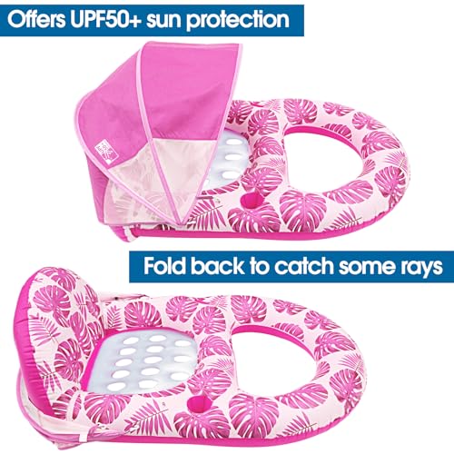 Inflatable Pool Lounge Float with Canopy and Cup Holder P842