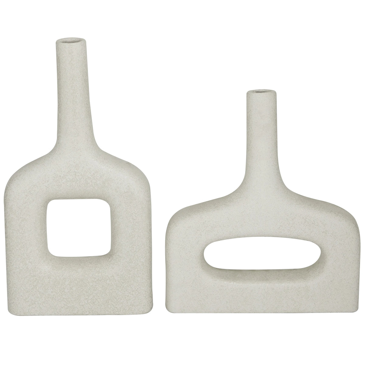 16" 13"H White Ceramic Vase Set of 2 Y4196