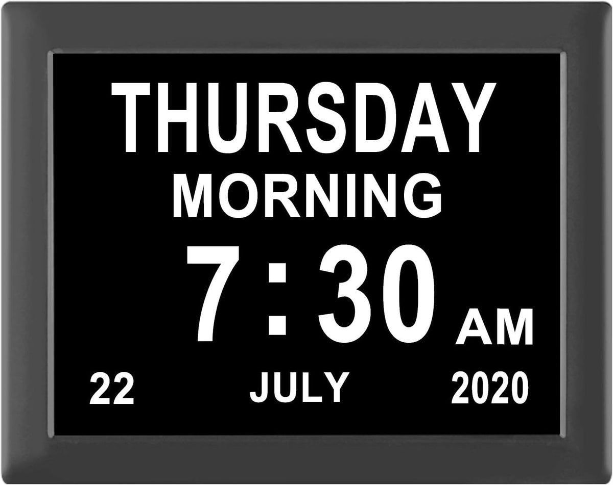 8 Inch Digital Calendar Day Clock with 12 Alarm Options G245148
