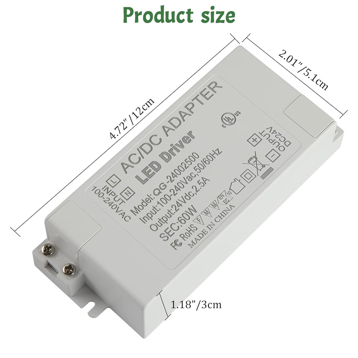 UL Certified AC 100-240V to DC 24V 2.5A Power Supply Adapter G611