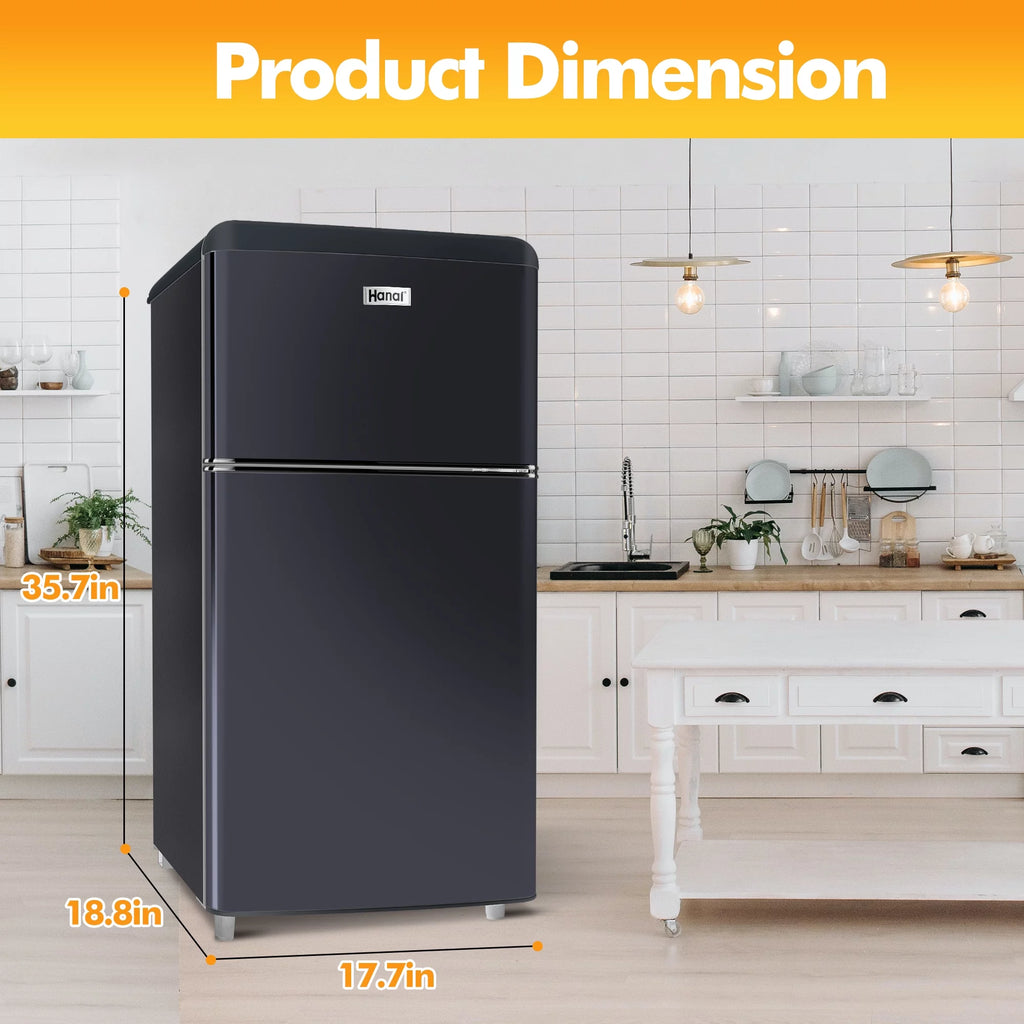 3.5 Cu Feet Two Door Mini Fridge with Freezer, Black T853