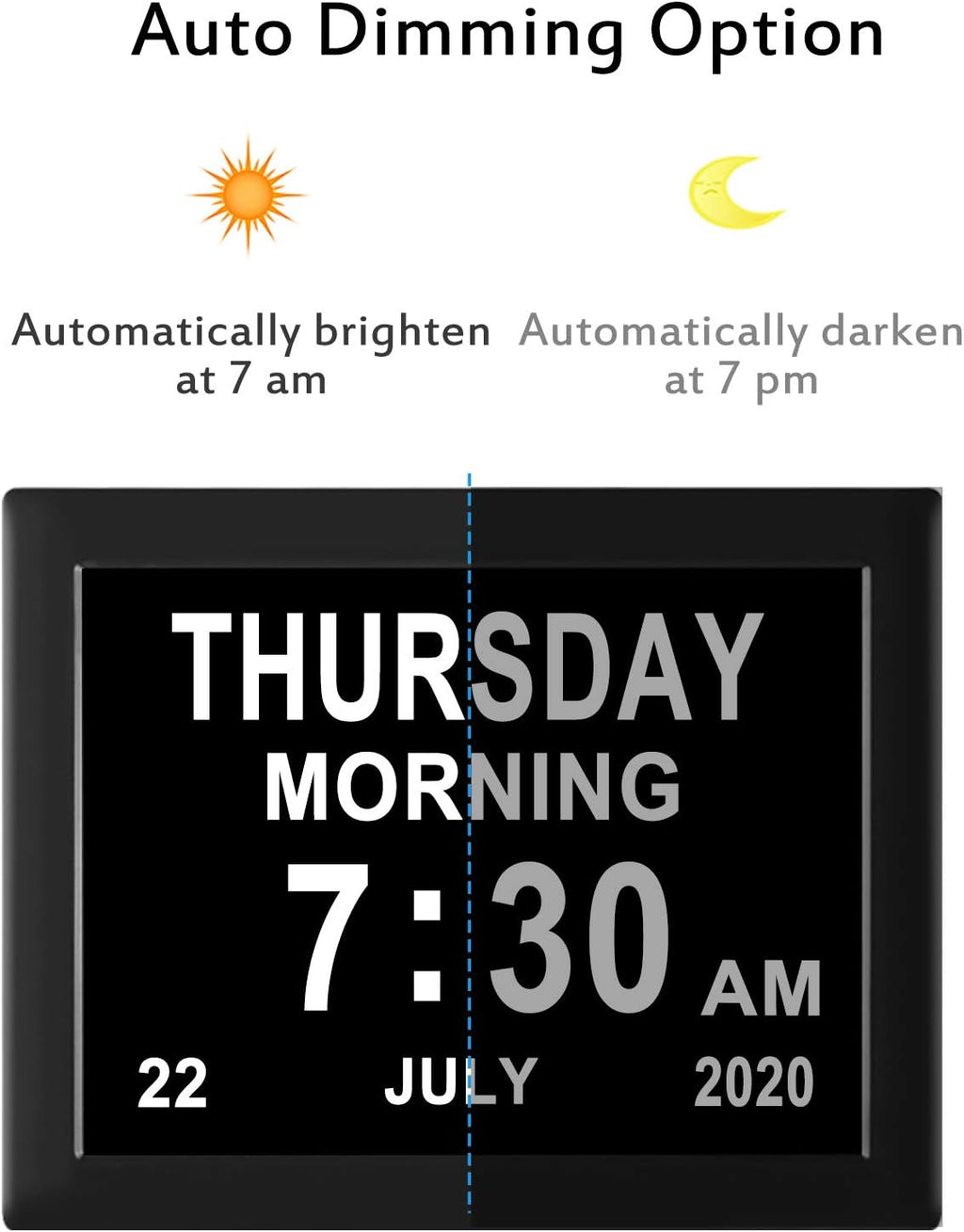 8 Inch Digital Calendar Day Clock with 12 Alarm Options G245148