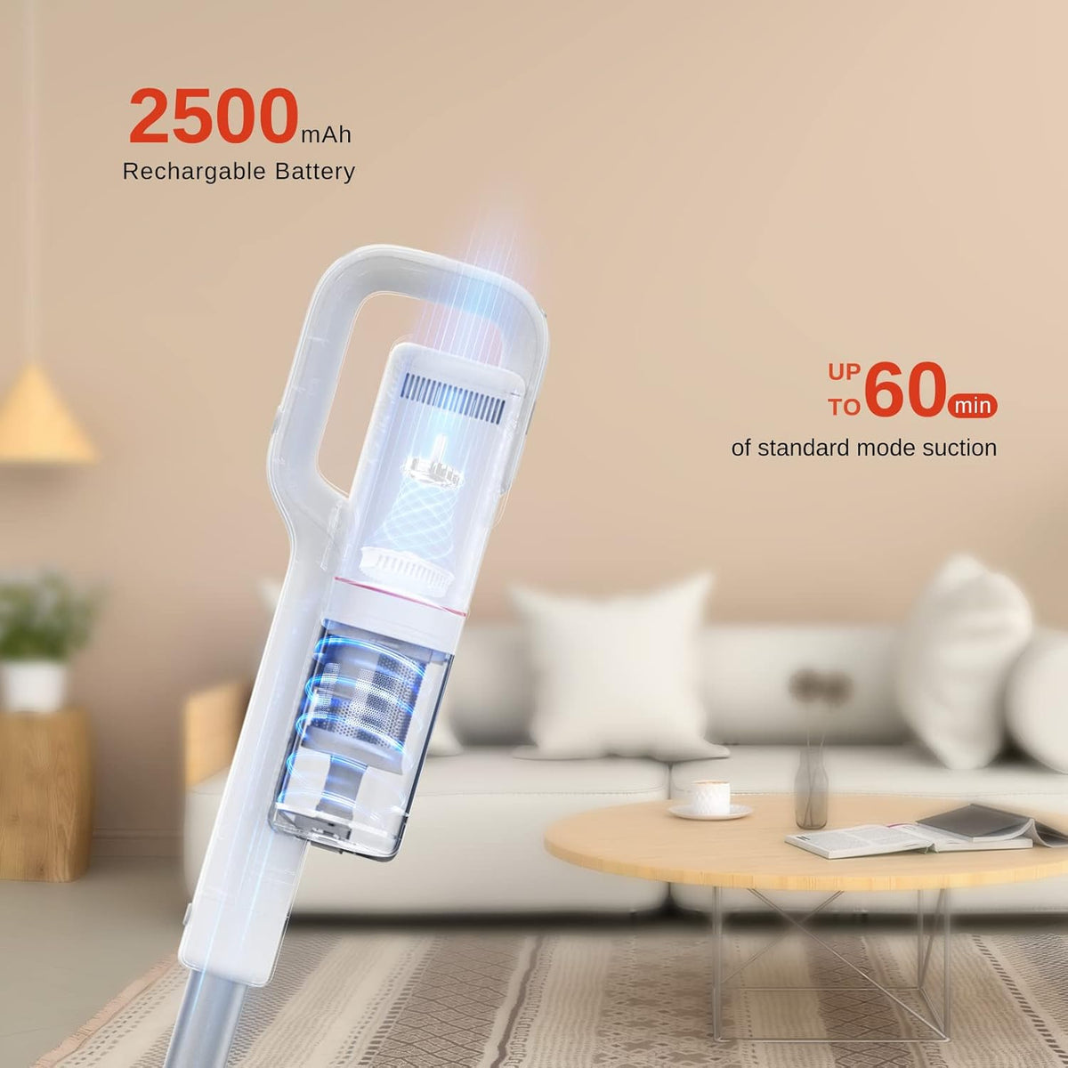 Cordless Stick Vacuum Cleaner, 23500Pa Suction, 60 Minutes Runtime, Lightweight Handheld Vacuum S413739