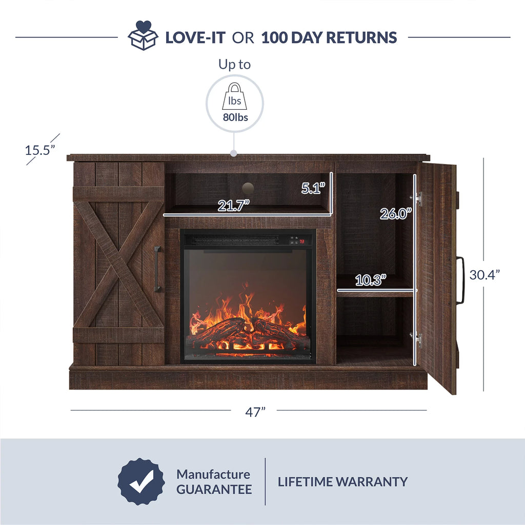 47" TV Stand with 18" Fireplace O30577