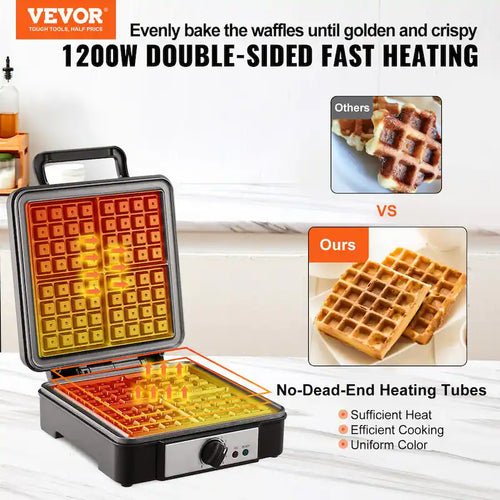 1200-Watts Non-Stick Stainless Steel Waffle Maker H407