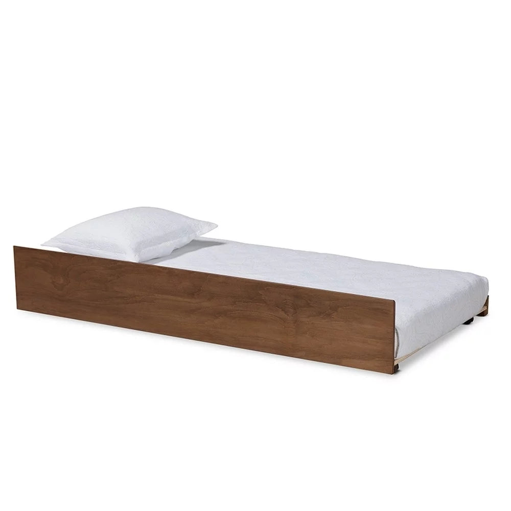 Walnut Brown Finished Wood Twin Size Trundle Bed M521236