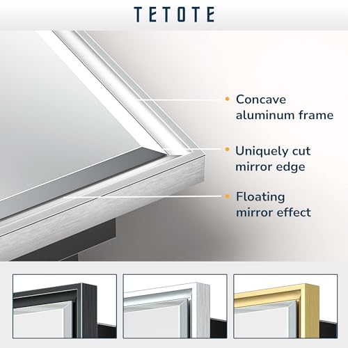 40x30 Inch Silver Framed Medicine Cabinet with Beveled Mirror H8439