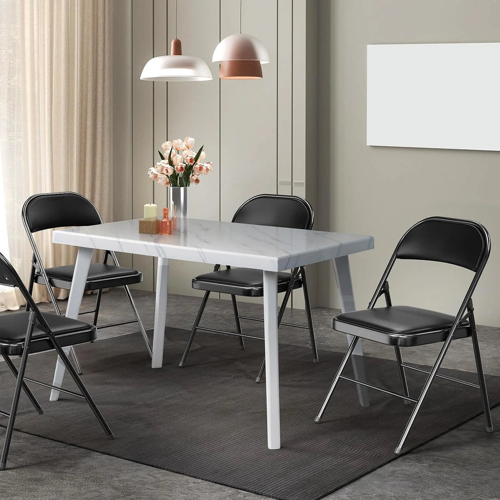 Black Set of 10 Folding Chairs Q320446