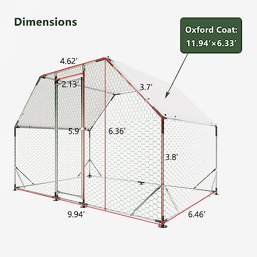 Large Metal Walk-in Chicken Coop with Waterproof Cover Y7790
