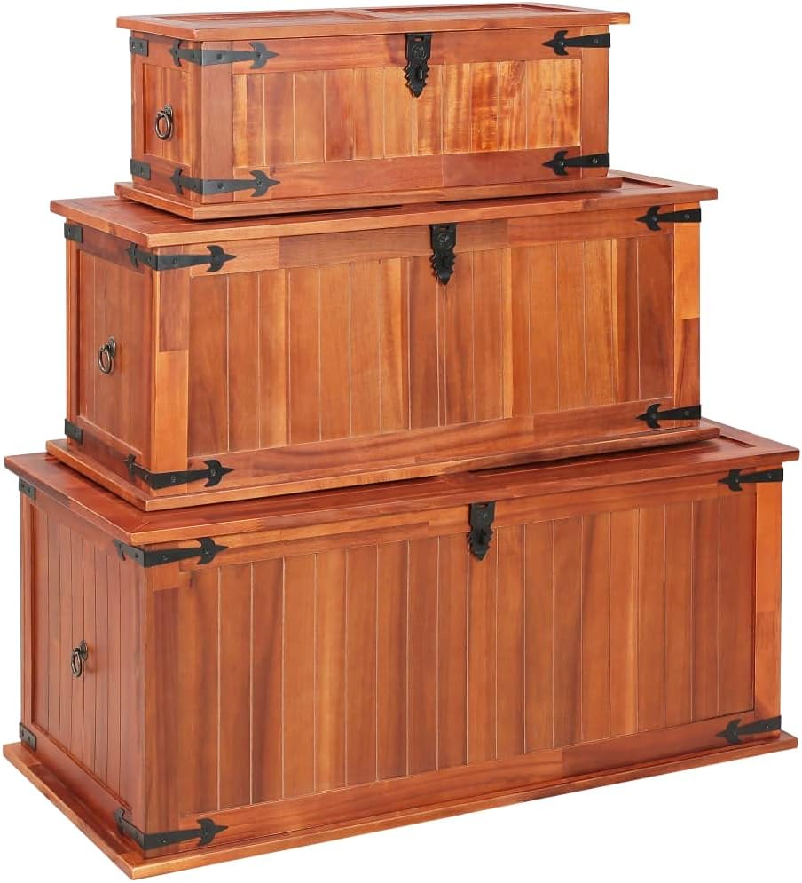 Storage Chest with Safety Hinge Wooden Storage Trunk with Metal Latch F4964