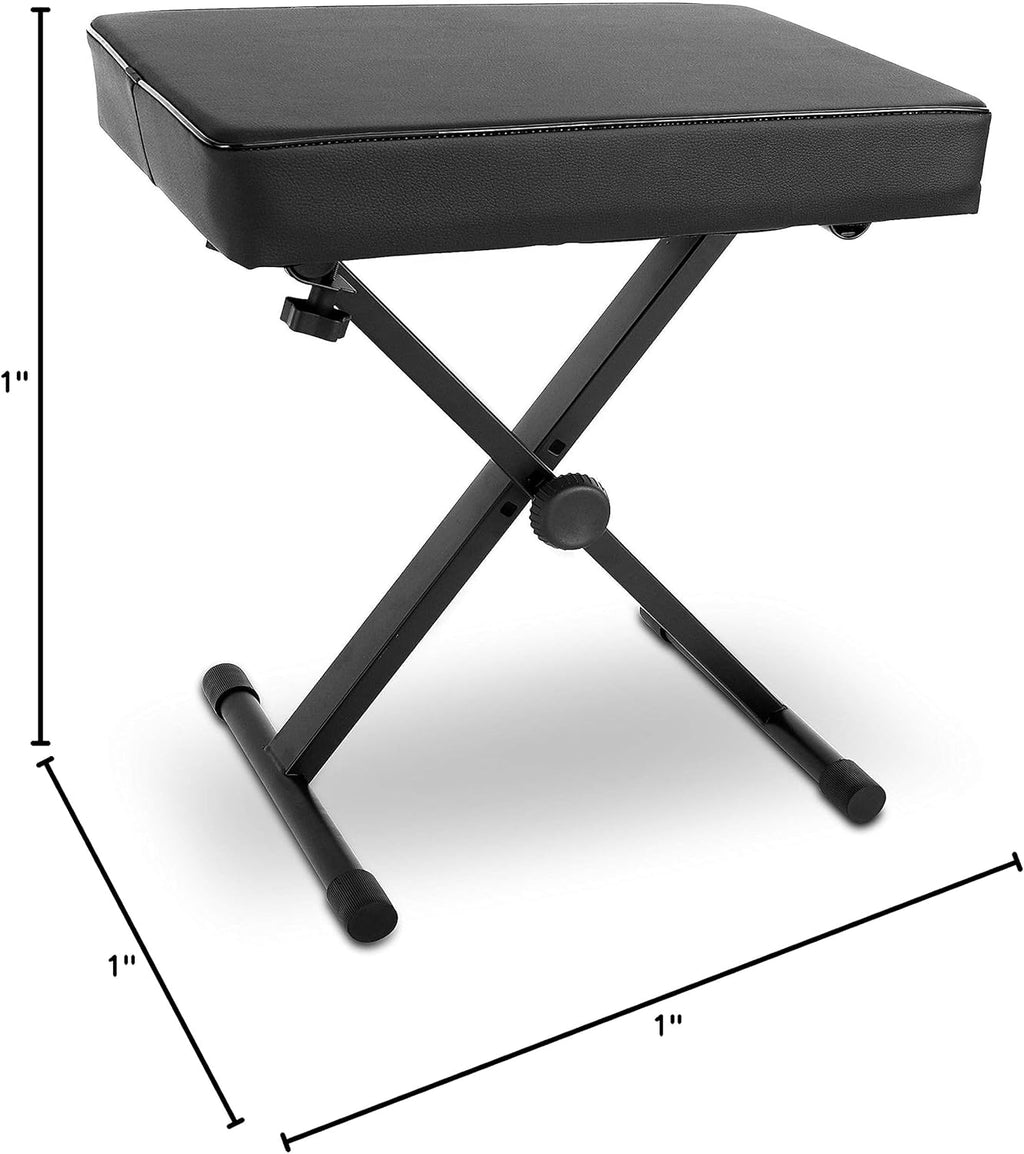 Adjustable Padded Bench Keyboard Piano Seat with Extra Thick Foam Cushion J9484