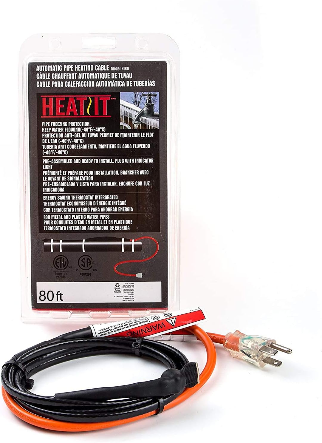 80-feet Pipe Heating Cable with Built-in Thermostat Pack of 2 U483