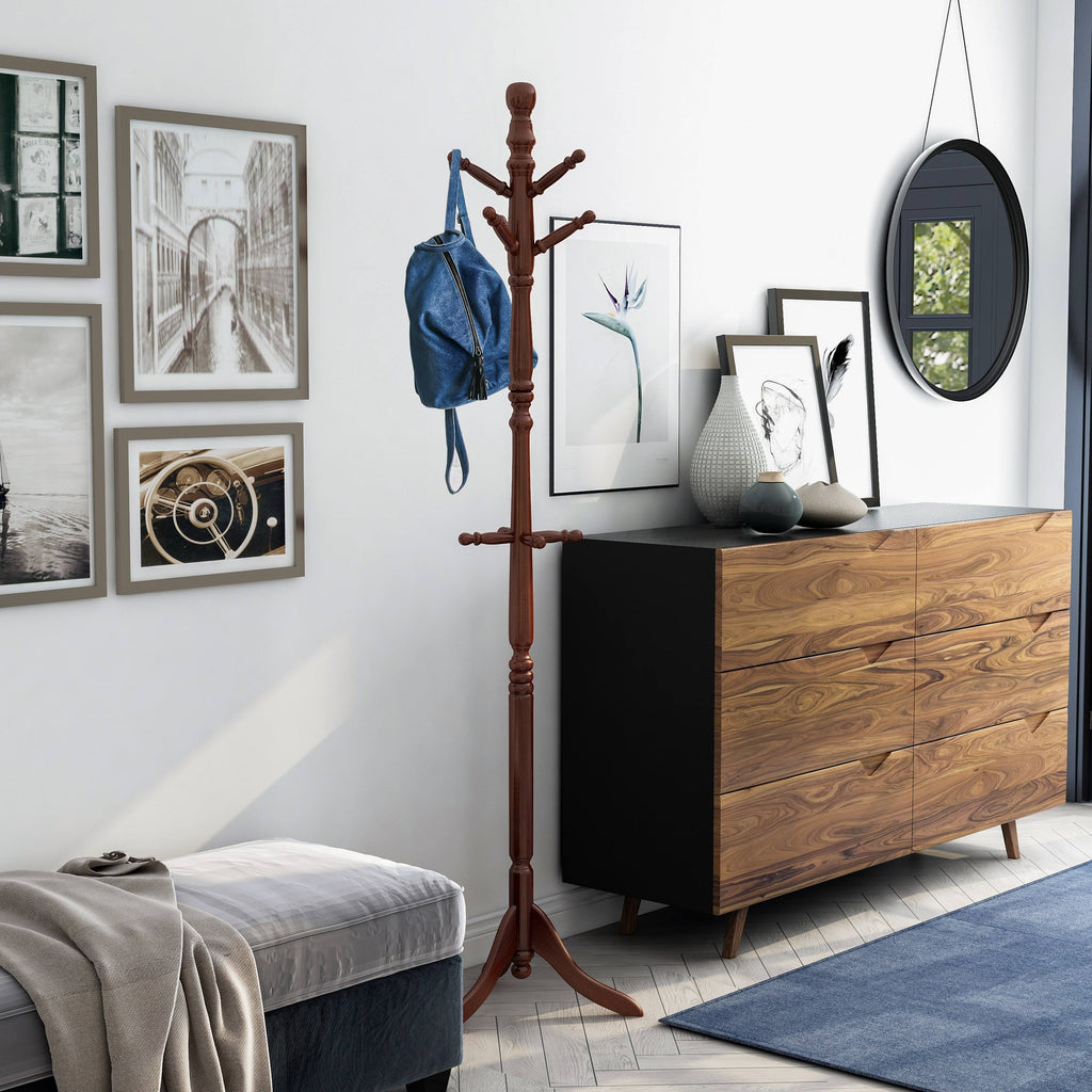 White Solid Wood Coat Rack P55841