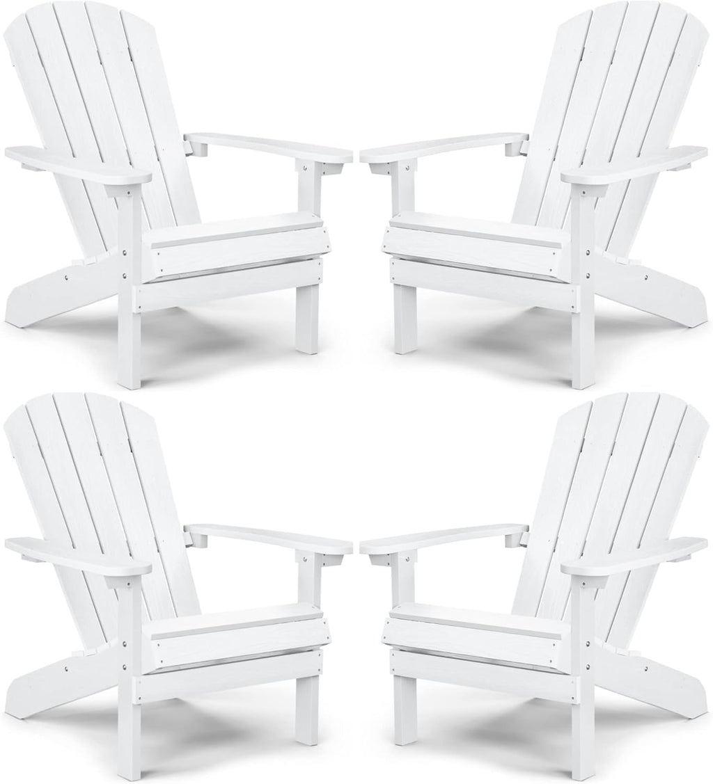 Adirondack Chairs Set of 2 Plastic Weather Resistant Grey V808091