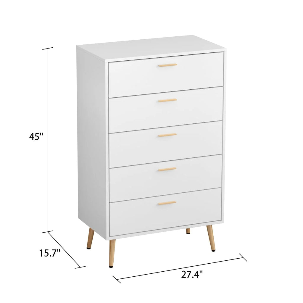 White 5 Drawer Dresser A2156
