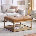 Large Square Ottoman Coffee Table with Storage Shelf (Brown) F926