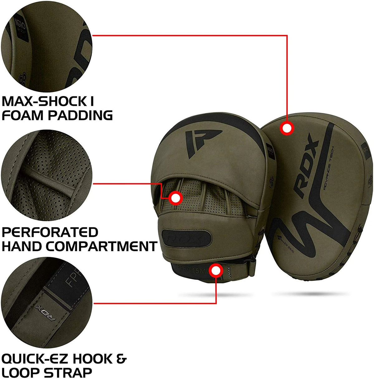 Matte Green Leather Boxing Focus Mitts G100901