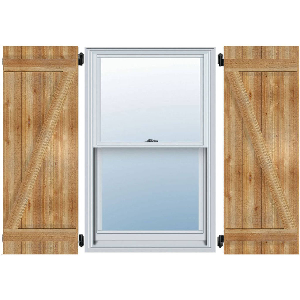 Rough Sawn Western Red Cedar Board-n-Batten Shutters with Z-Bar W459170