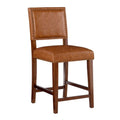 24" Faux Leather Wood Counter Stool in Dark Caramel/Walnut W125484
