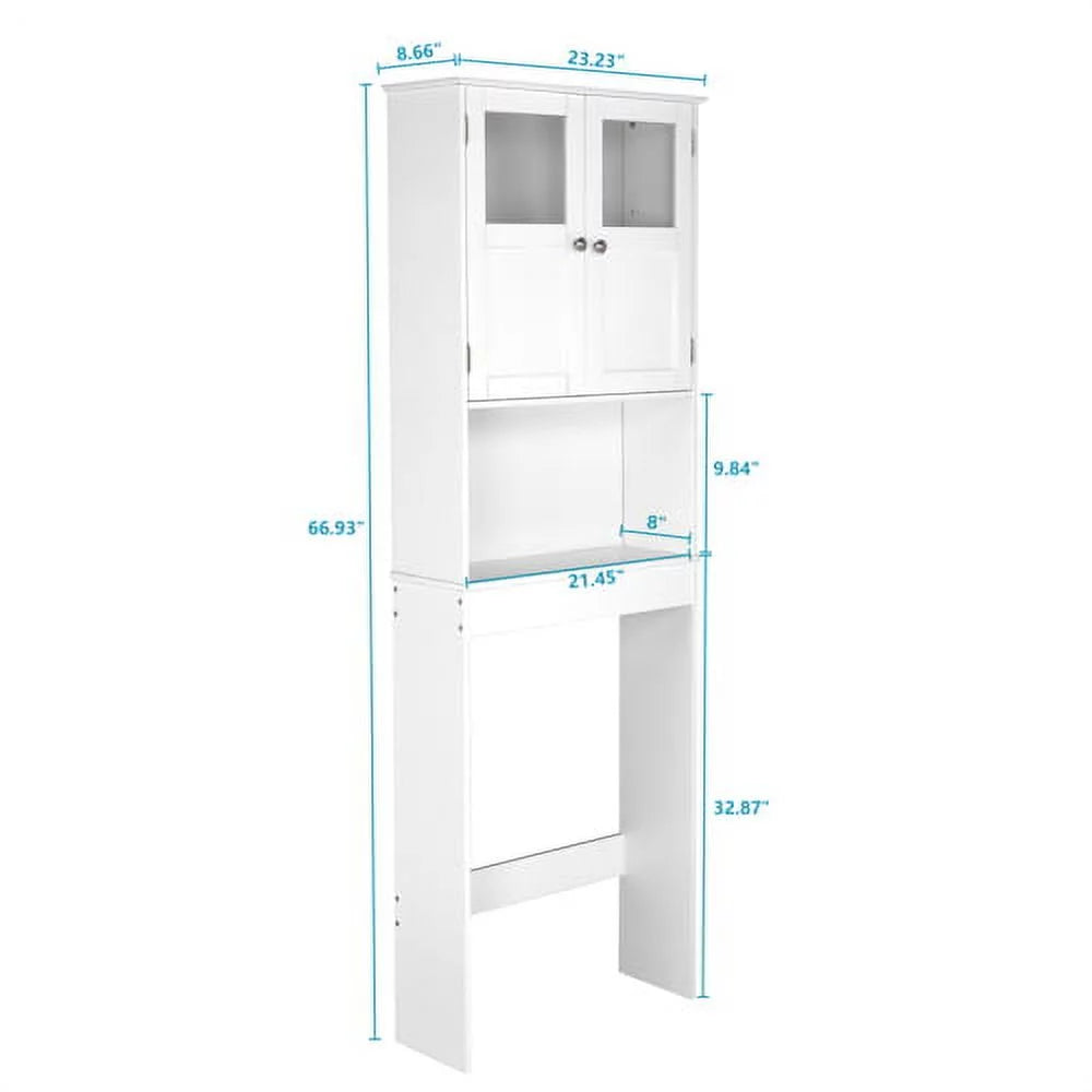 White Over the Toilet Storage Cabinet with Double Doors L885