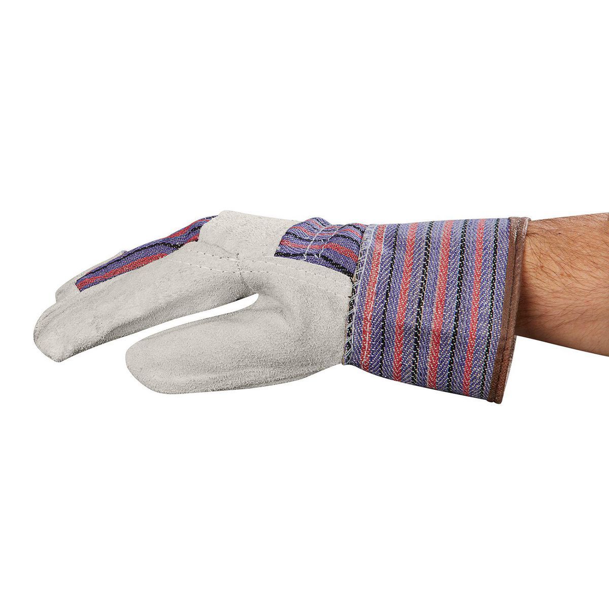 Split Leather Work Gloves with Cotton Back, 5 Pair F46703