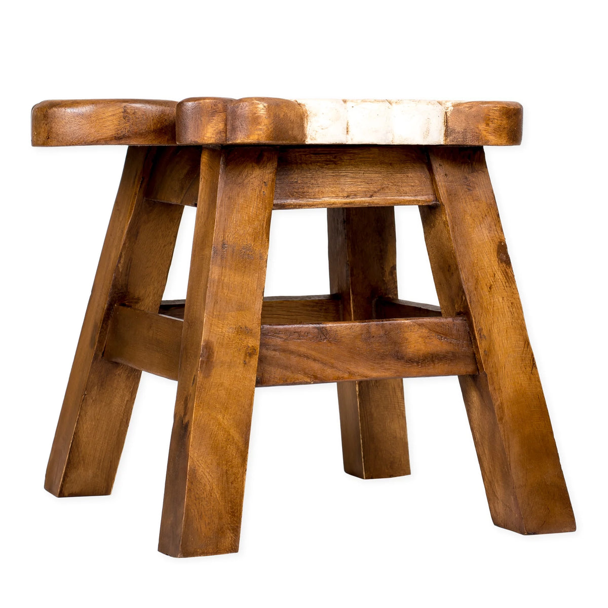 Hand Carved Acacia Hardwood Decorative Short Stool W530