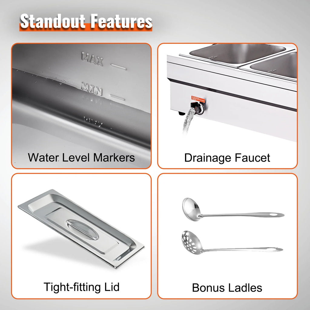 3*12Qt Commercial Food Warmer with Glass Shield Y8522