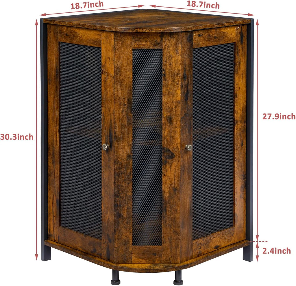 3-Tier Rustic Wood Coffee Bar Cabinet with Storage Shelf F367