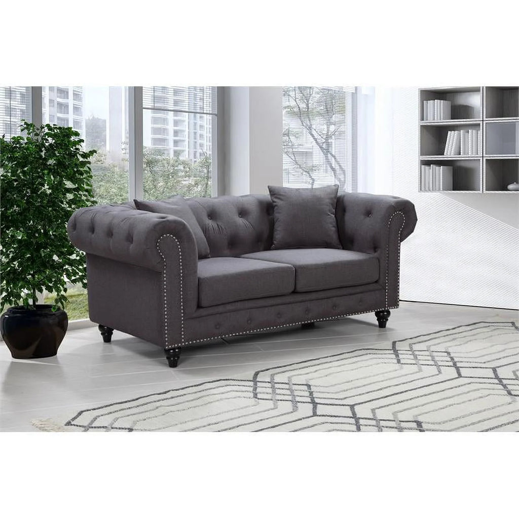 Chesterfield Loveseat with Accent Pillows A388