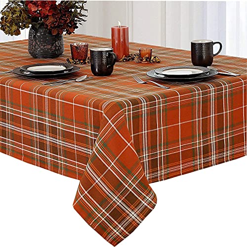 70 Inch Round 100% Cotton Plaid Tablecloth A508