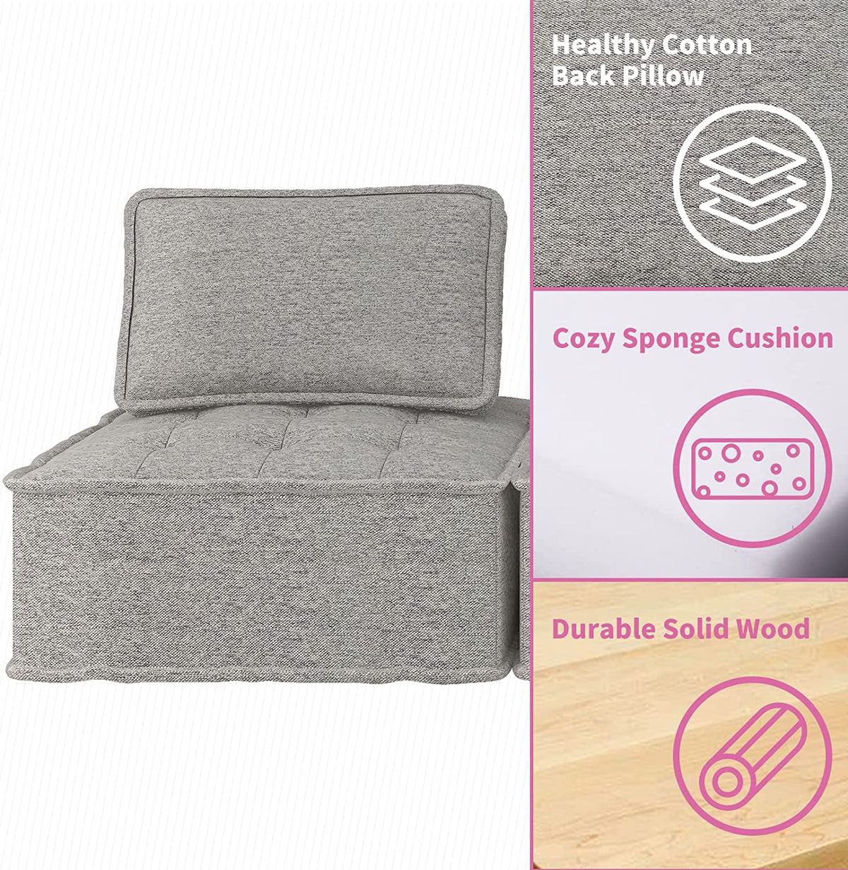 Light Grey 3 Seater Modular Sectional Sofa B8893