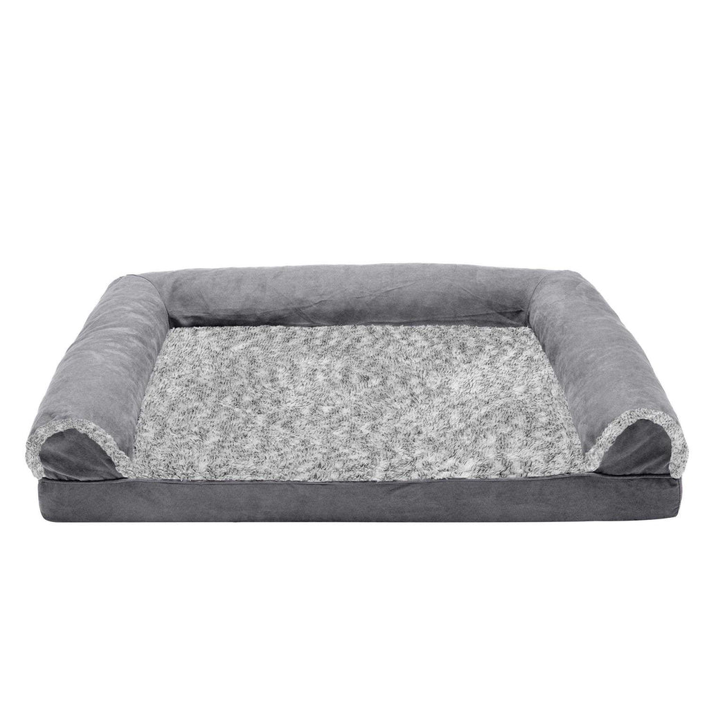 Two-Tone Faux Fur Suede Orthopedic Sofa Dog Bed V272326