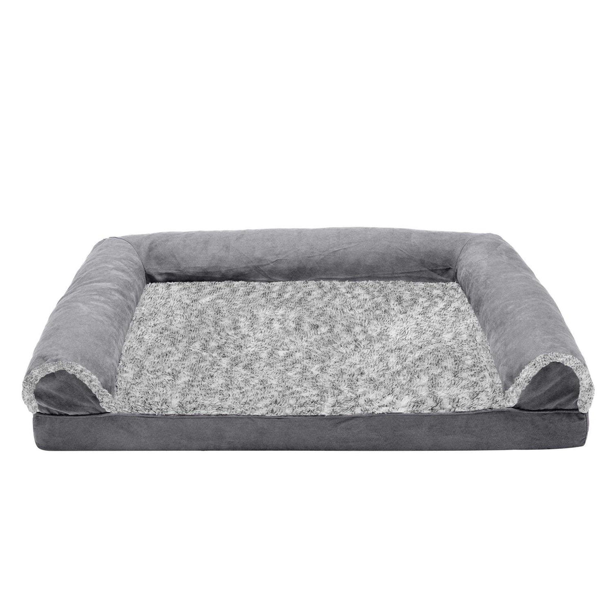 Two-Tone Faux Fur Suede Orthopedic Sofa Dog Bed V272326