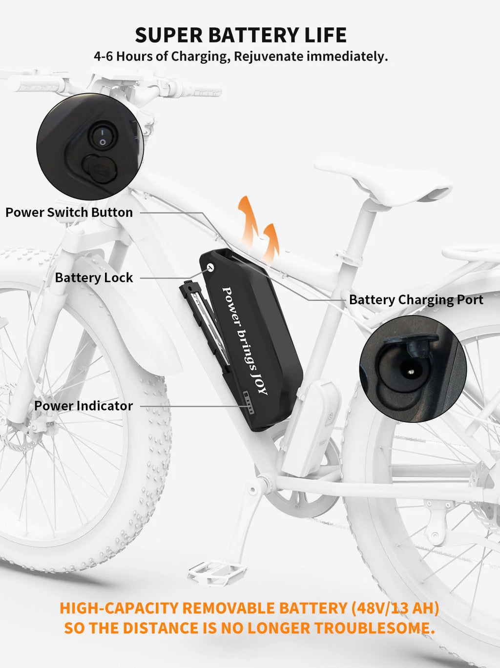750W 48V 13AH Fat Tire Electric Mountain Bike A492