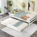 Twin Platform Bed with Trundle and Wooden Slats O486