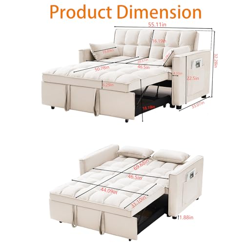 Grey 3 in 1 Convertible Sleeper Sofa Bed Z278