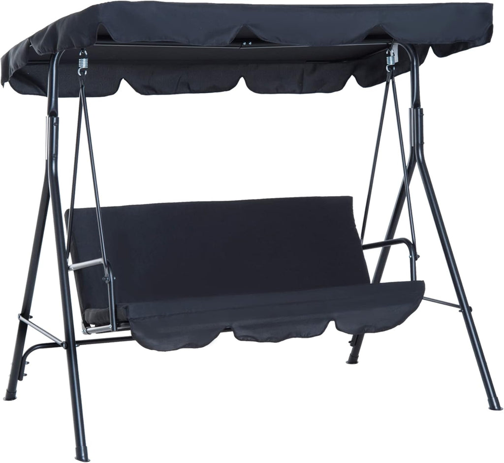 Grey 3-Person Porch Swing with Canopy V151579