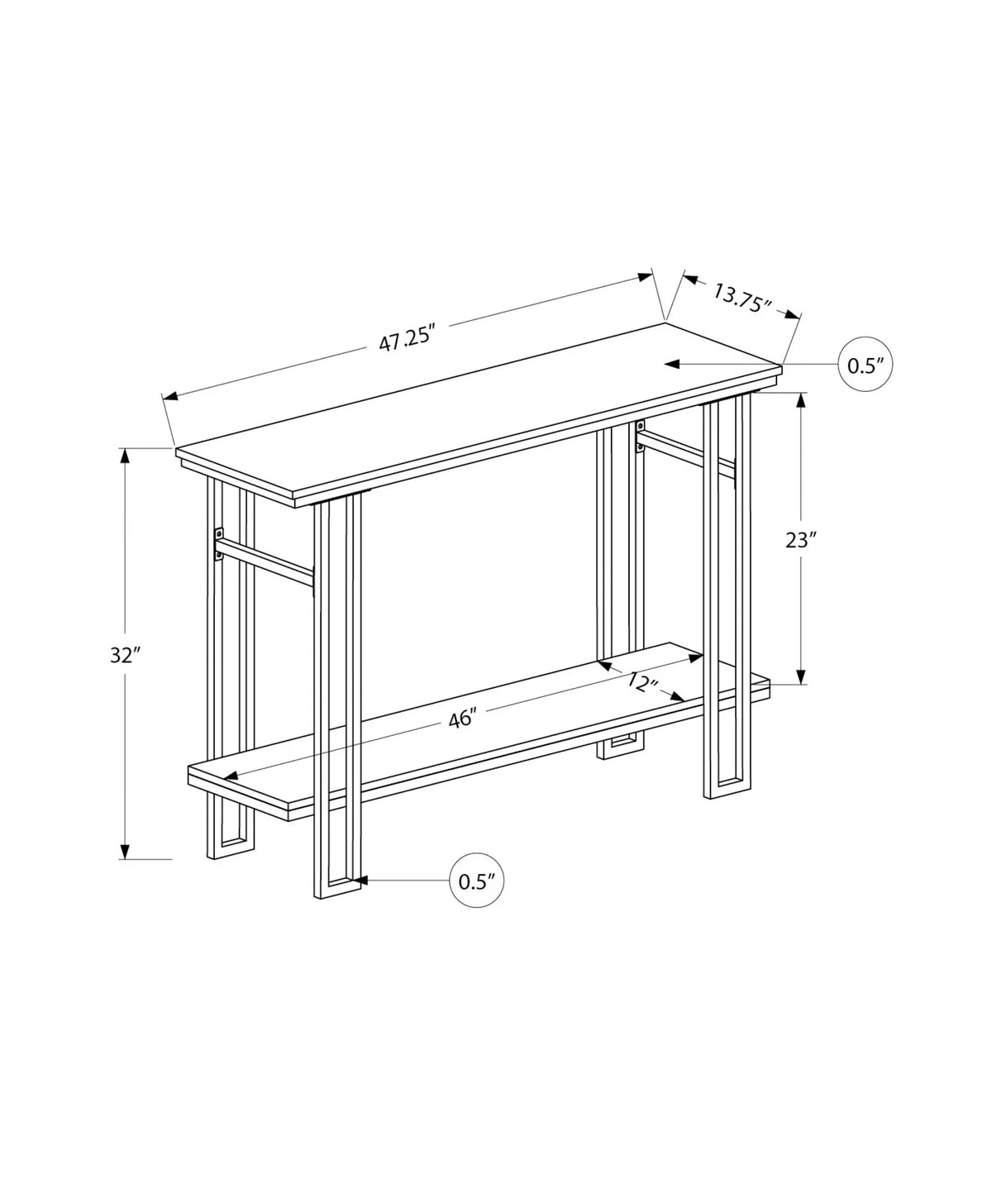 Narrow Grey Metal Accent Table G182